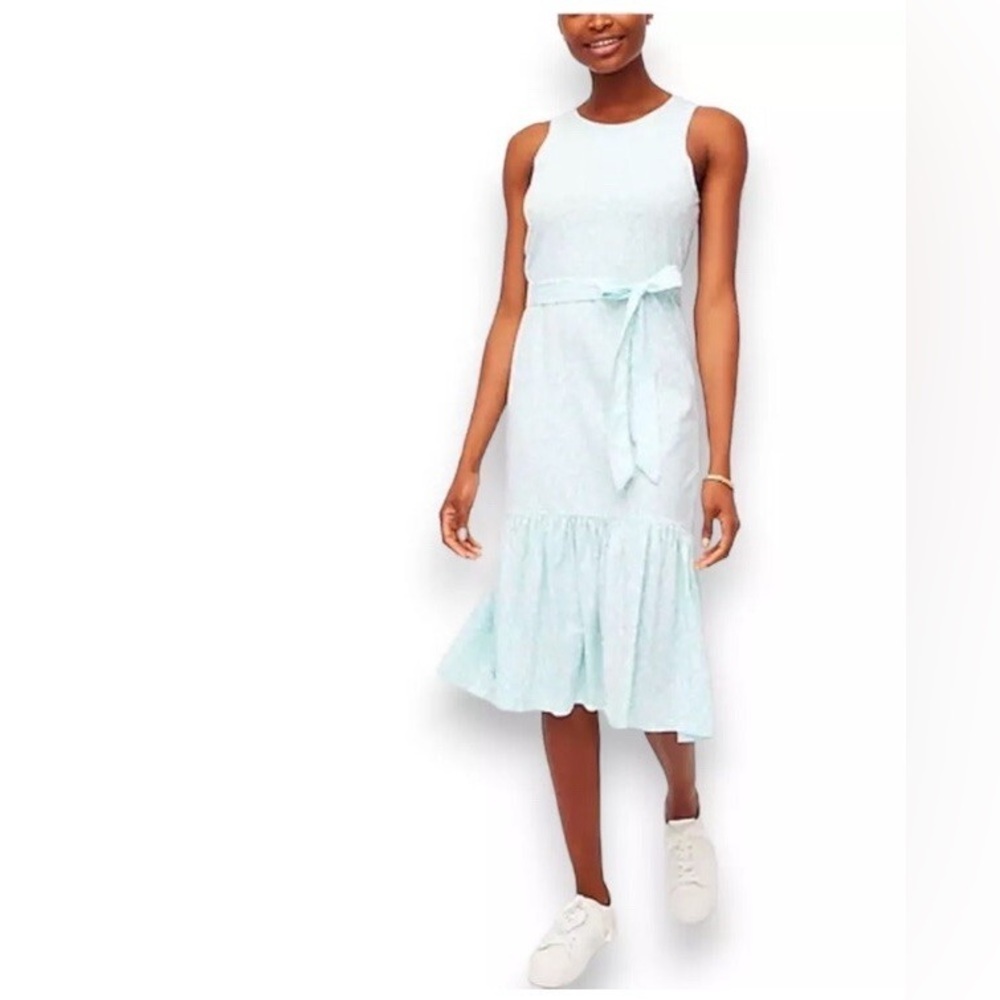 J. Crew Factory Printed knit tie-waist midi dress ditsy floral tiered size xl